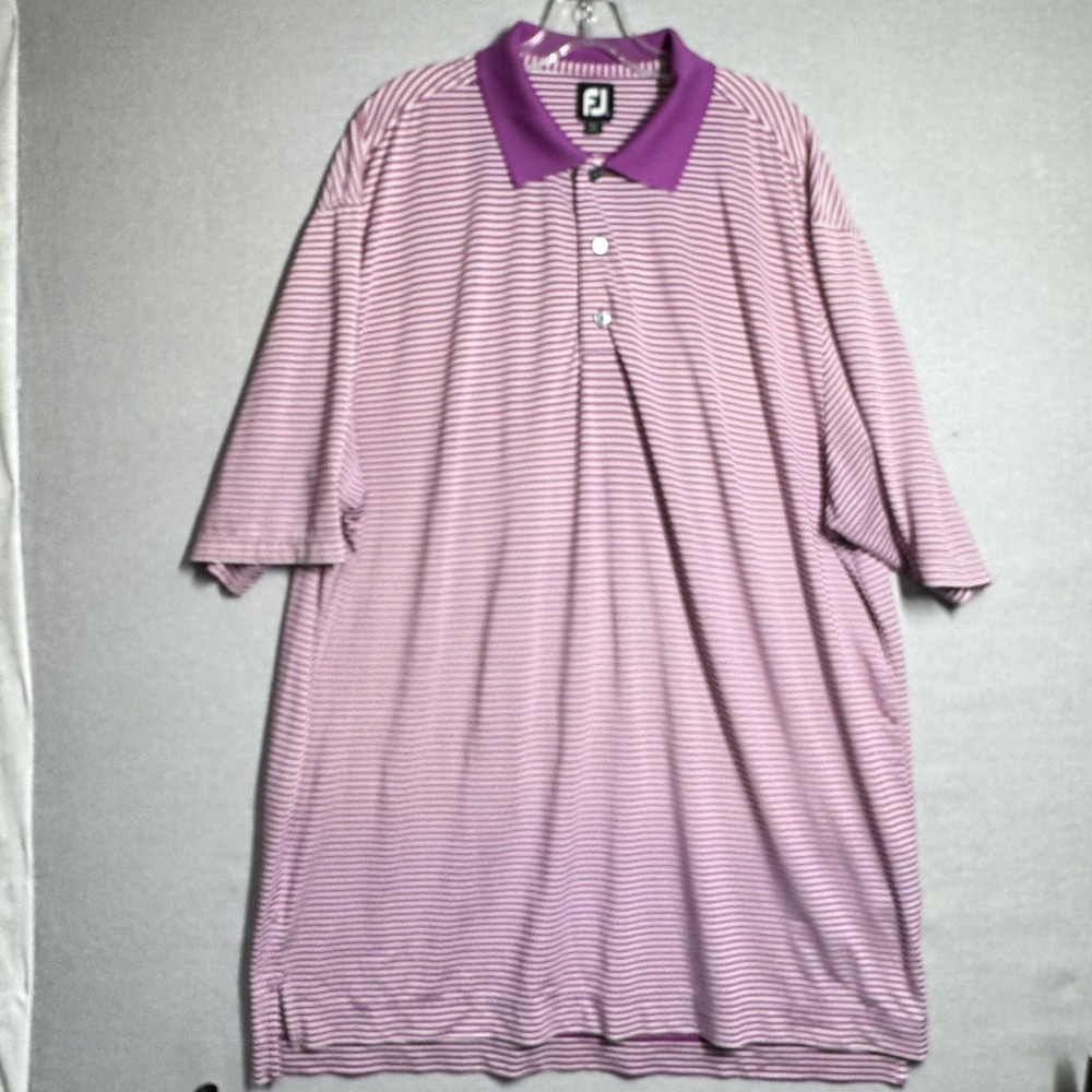 FootJoy Polo Shirt Mens XL‎ Purple Stripe Golf Performance Short Sleeve